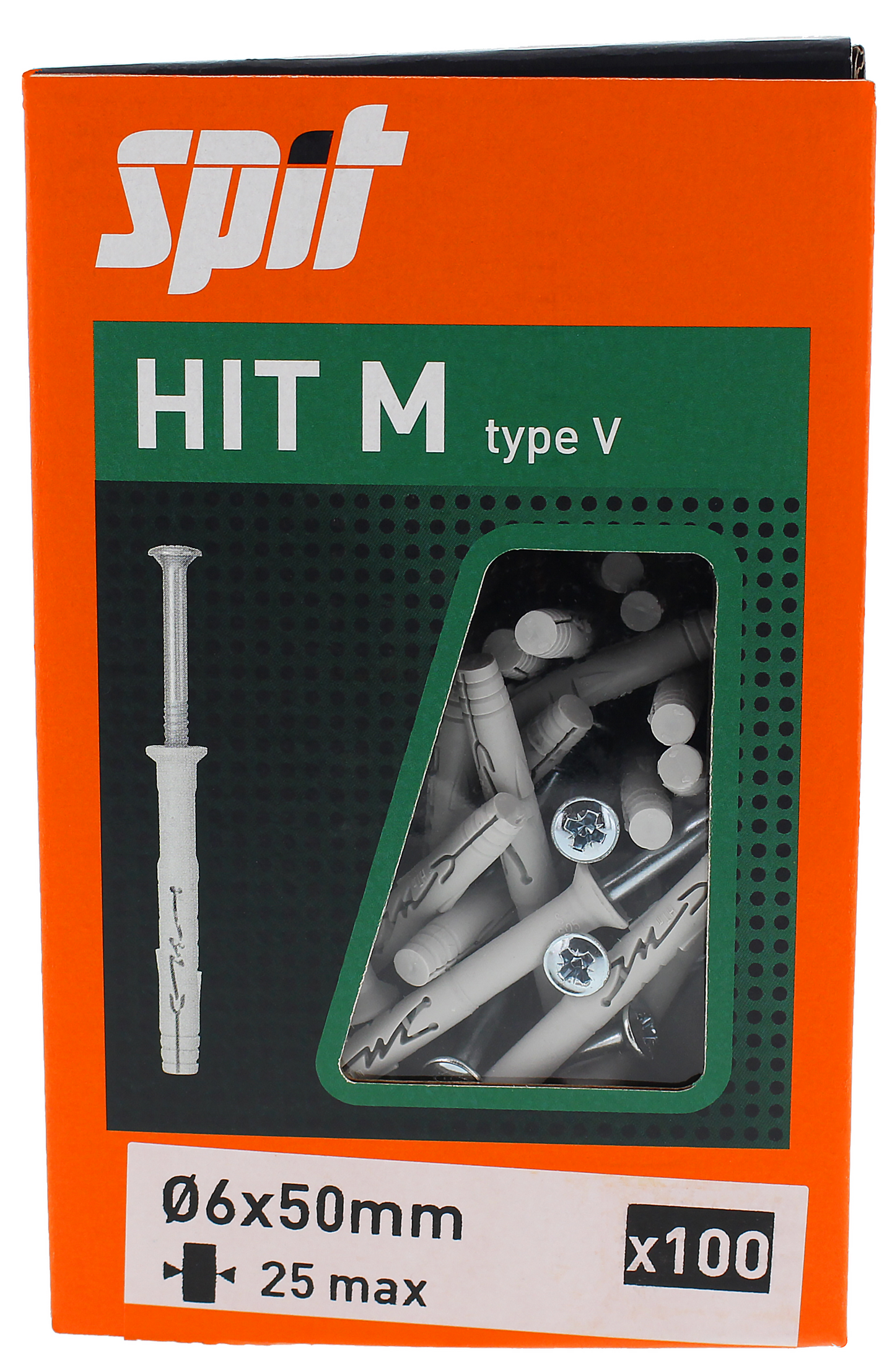 Naulatulppa SPIT HIT M 6x50/25V uppokanta ZN 100kpl