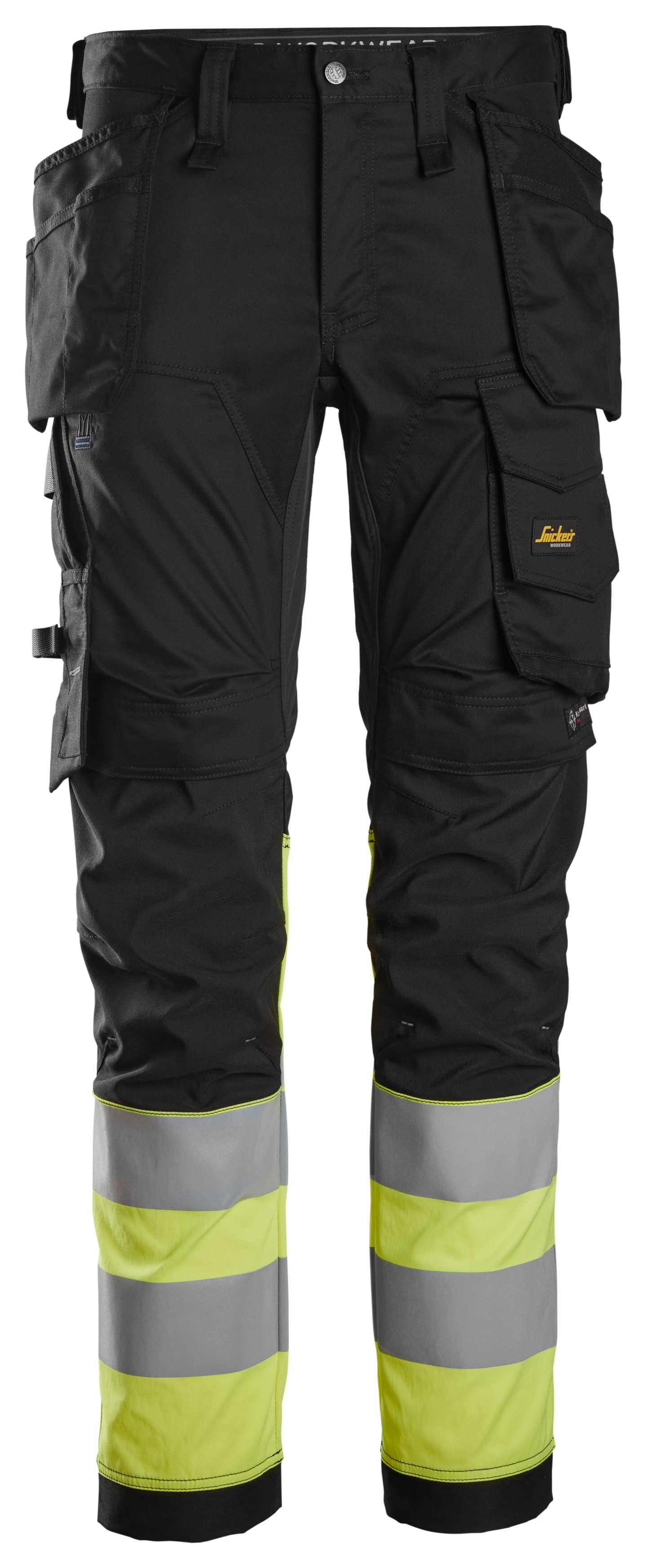 Housut Snickers 6234-0466 Stretch Hi-Vis lk 1 musta/huomiokeltainen