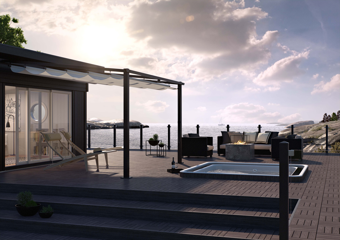 VÄGGPERGOLA JABO GRÅ 4X4M