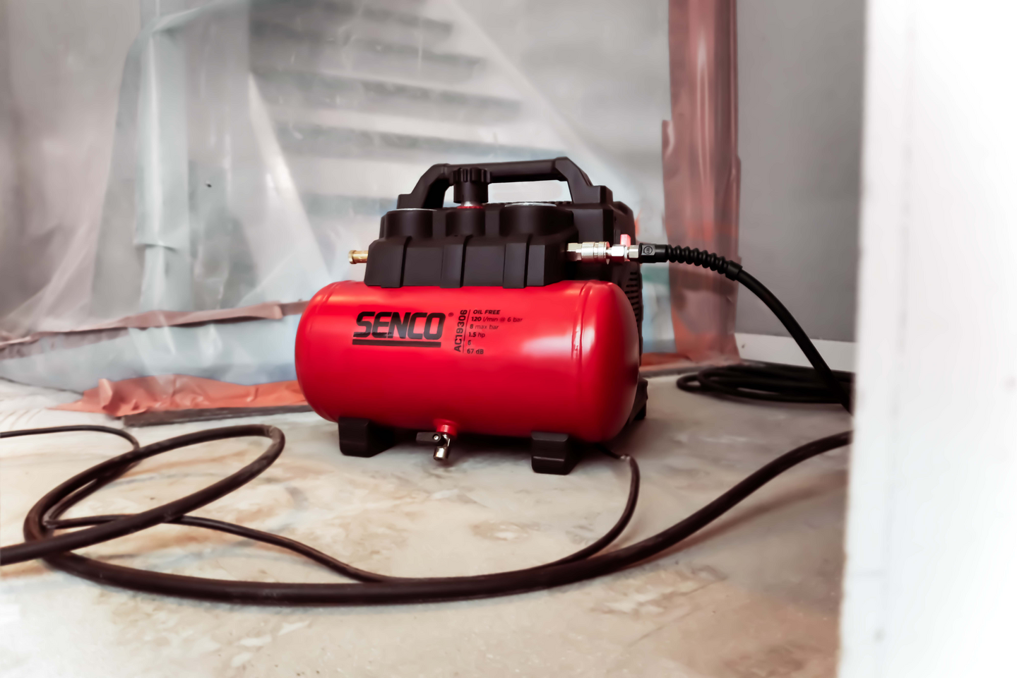 KOMPRESSOR SENCO AC19306BL LOW NOISE, OLJEFRI 8 BAR