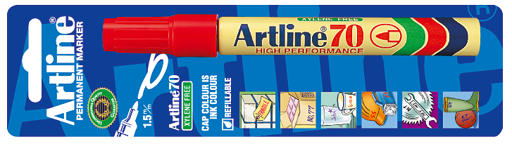 MÄRKPENNA ARTLINE  70 RÖD 1,5MM RUND AKRYLFIBERSPETS