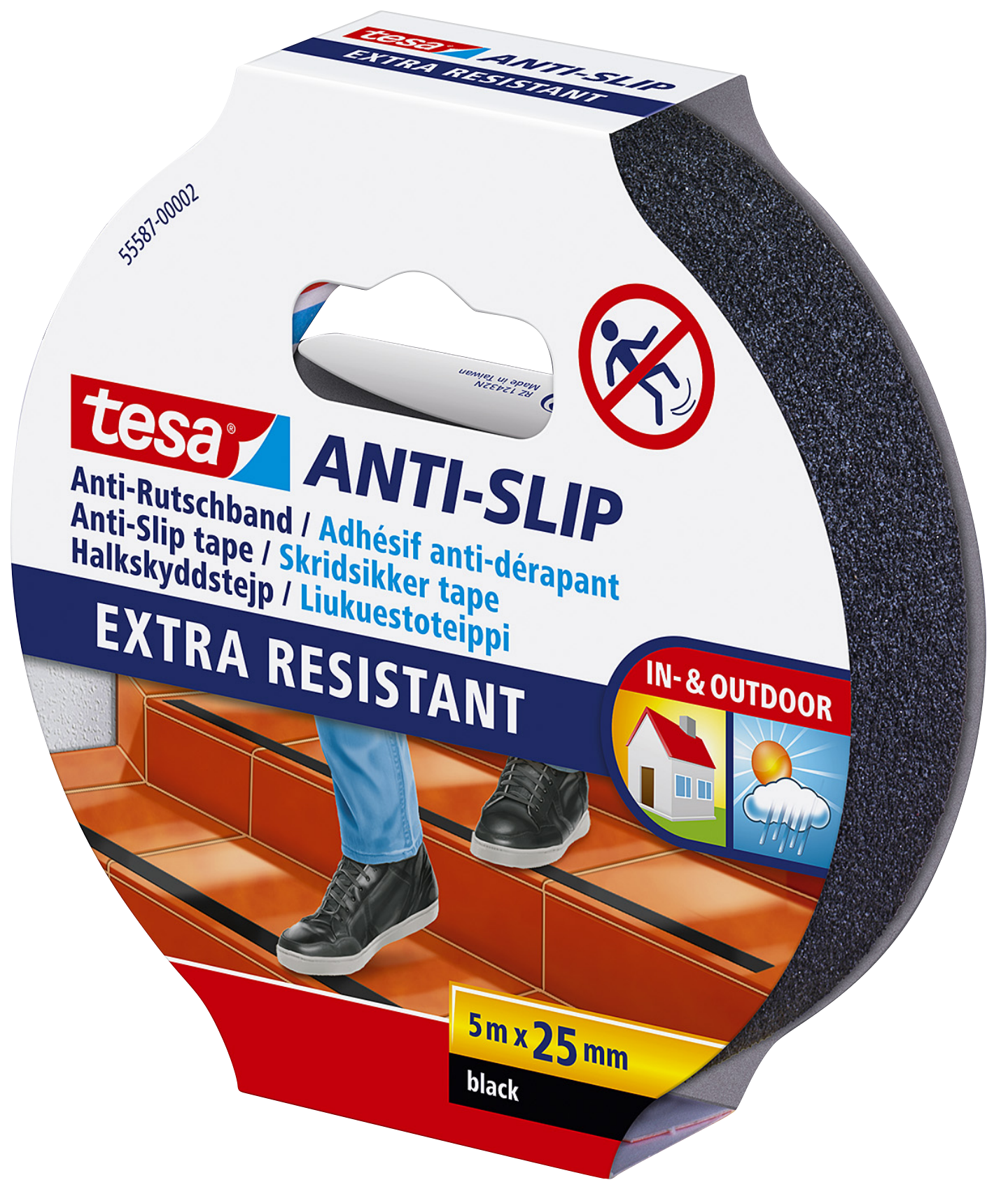 Liukuesteteippi Tesa Anti-slip 25mmx5m musta