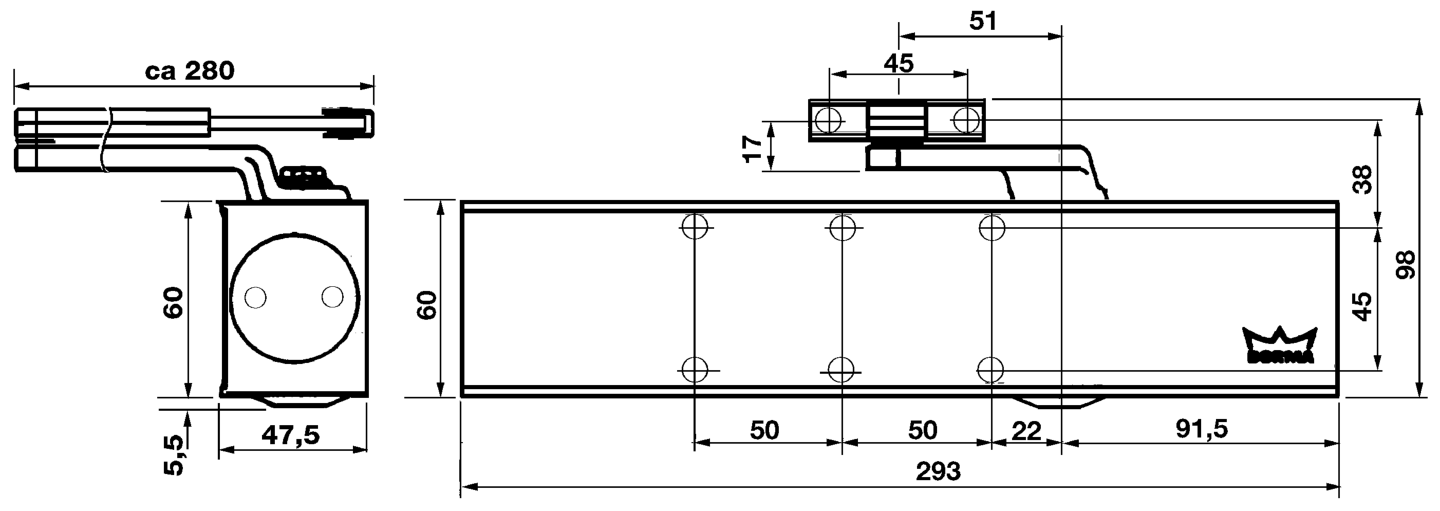 DÖRRSTÄNGARE TS 83 SILVER DORMA