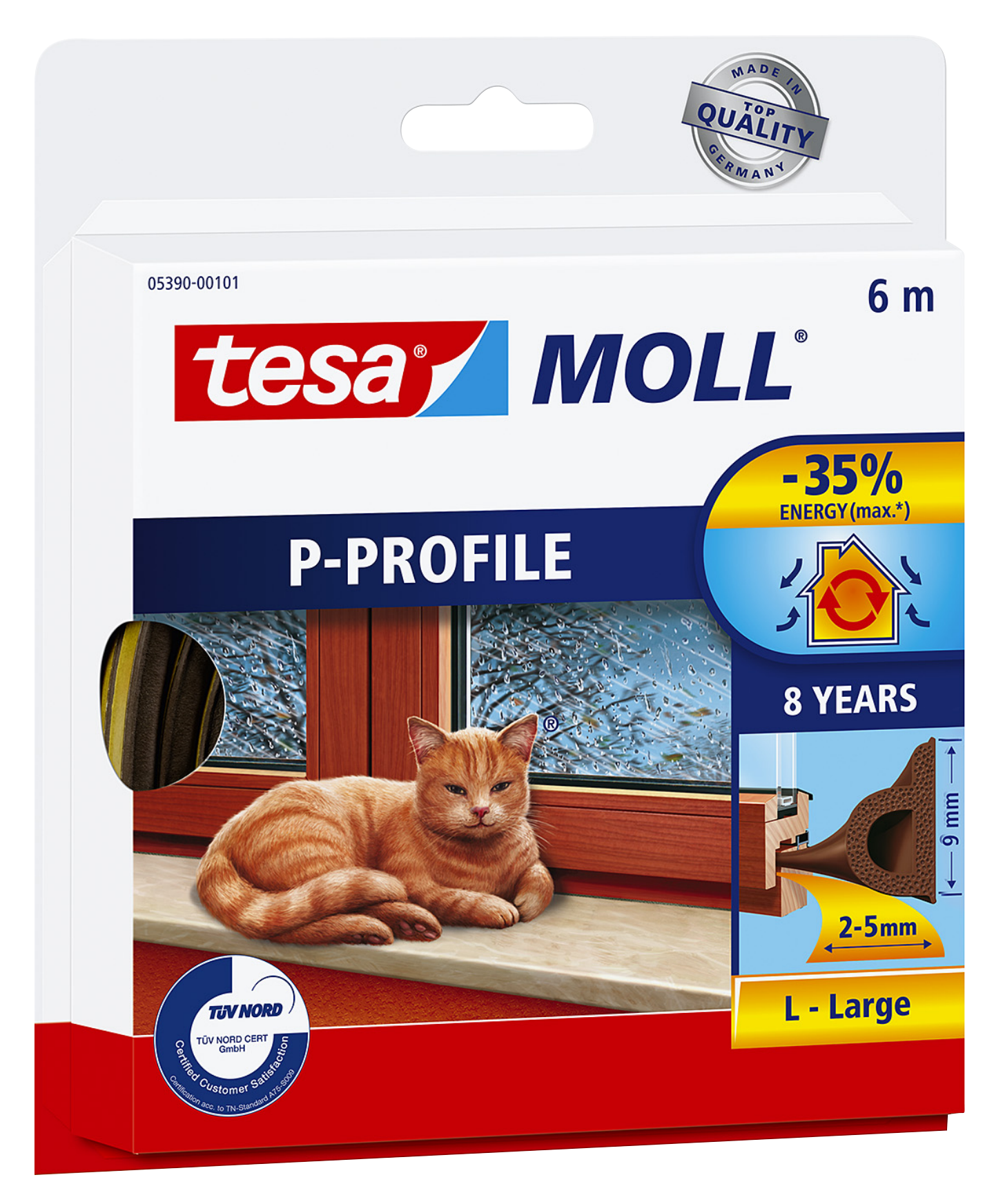 TÄTLIST P-LIST VIT 9X5,5MM 25M TESA 05391 EPDM SJH 3-5MM