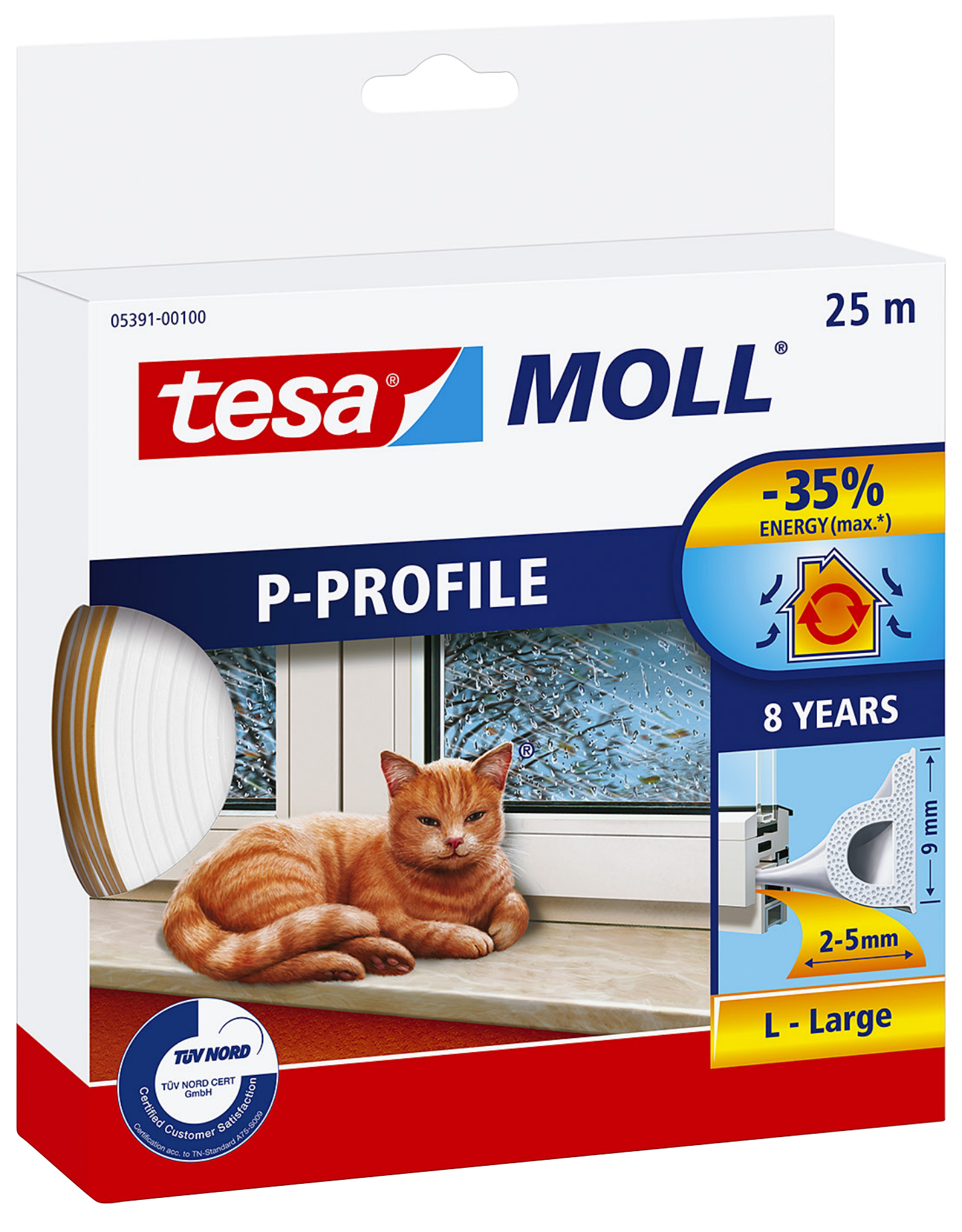 TÄTLIST P-LIST VIT 9X5,5MM 6M TESA 05390 EPDM SJH 3-5MM