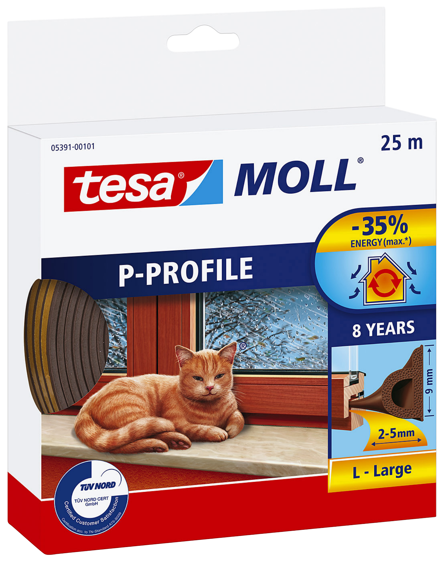 TÄTLIST P-LIST VIT 9X5,5MM 25M TESA 05391 EPDM SJH 3-5MM