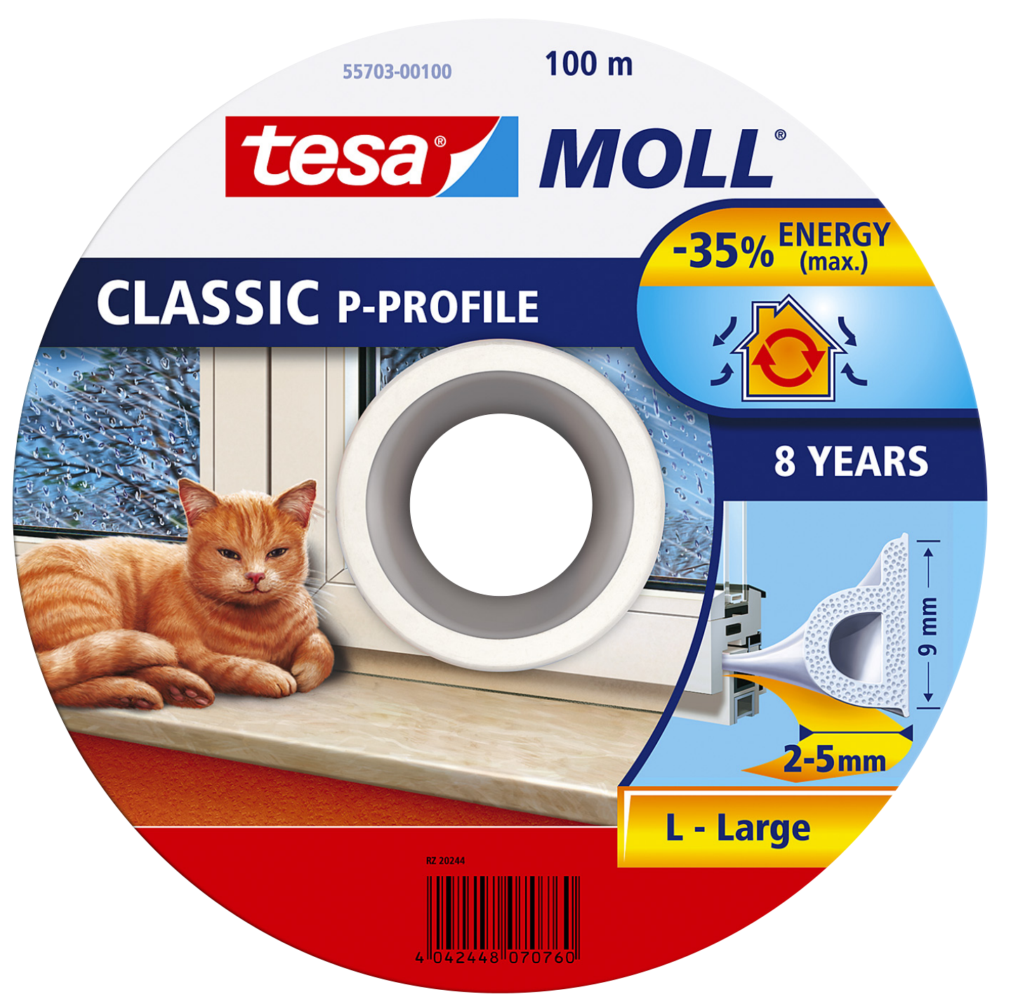 TÄTLIST P-LIST VIT 9X5,5MM 25M TESA 05391 EPDM SJH 3-5MM