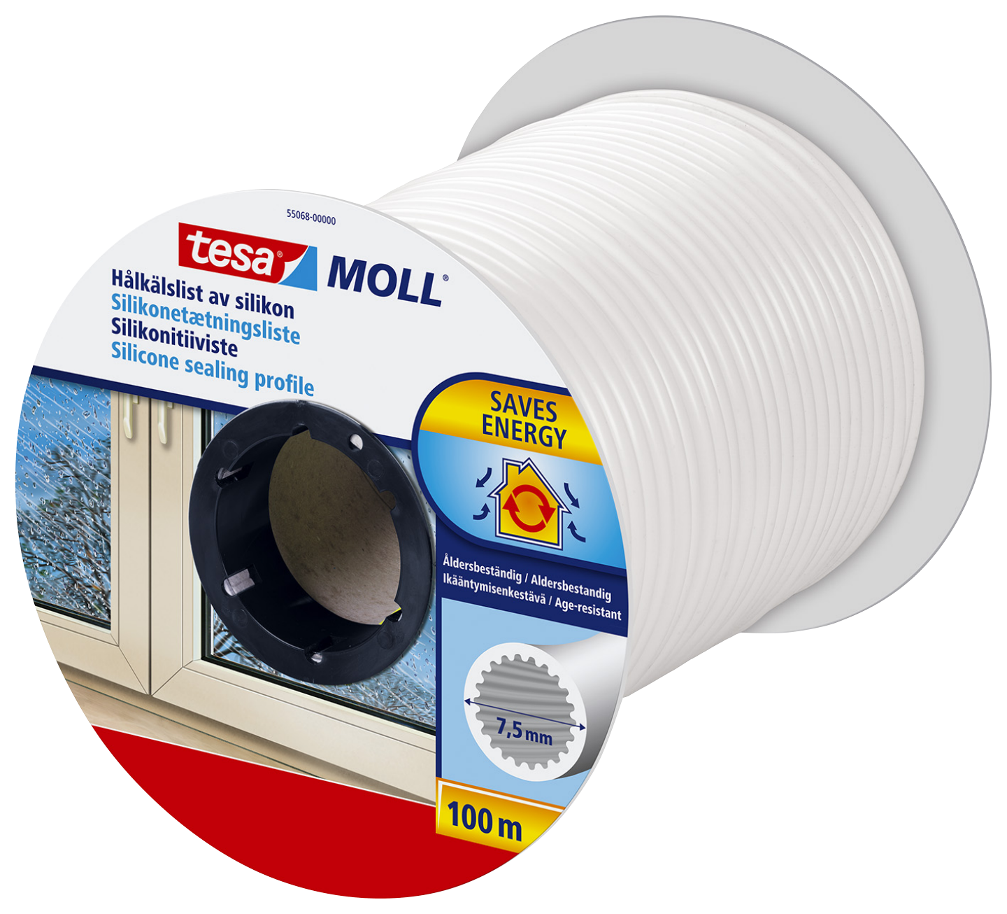 TÄTNINGSLIST O VIT 7,5MM 25M TESA 53870 SILIKON FÖR LIMNING