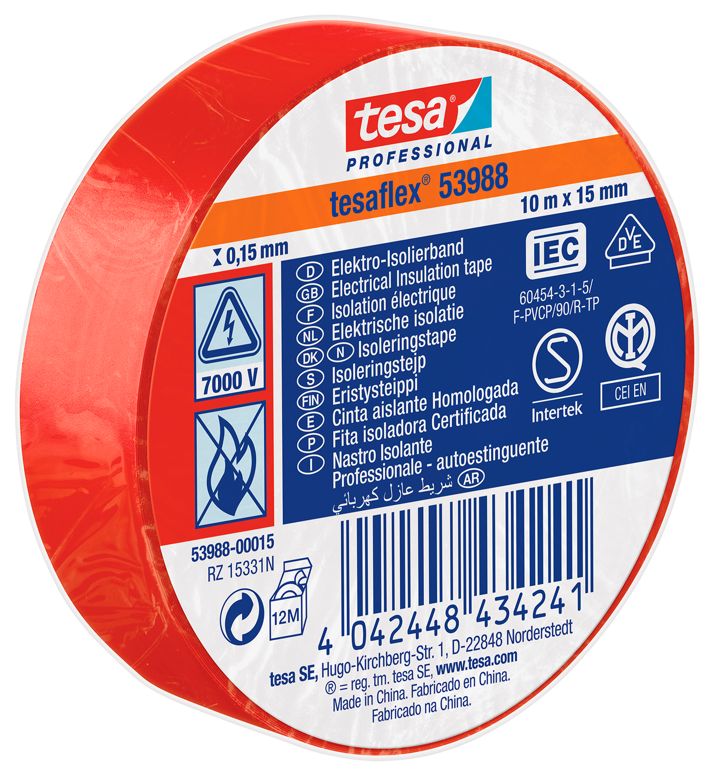 ELTEJP TESAFLEX 53988 TESA SVART S-MÄRKT 15MM 10M