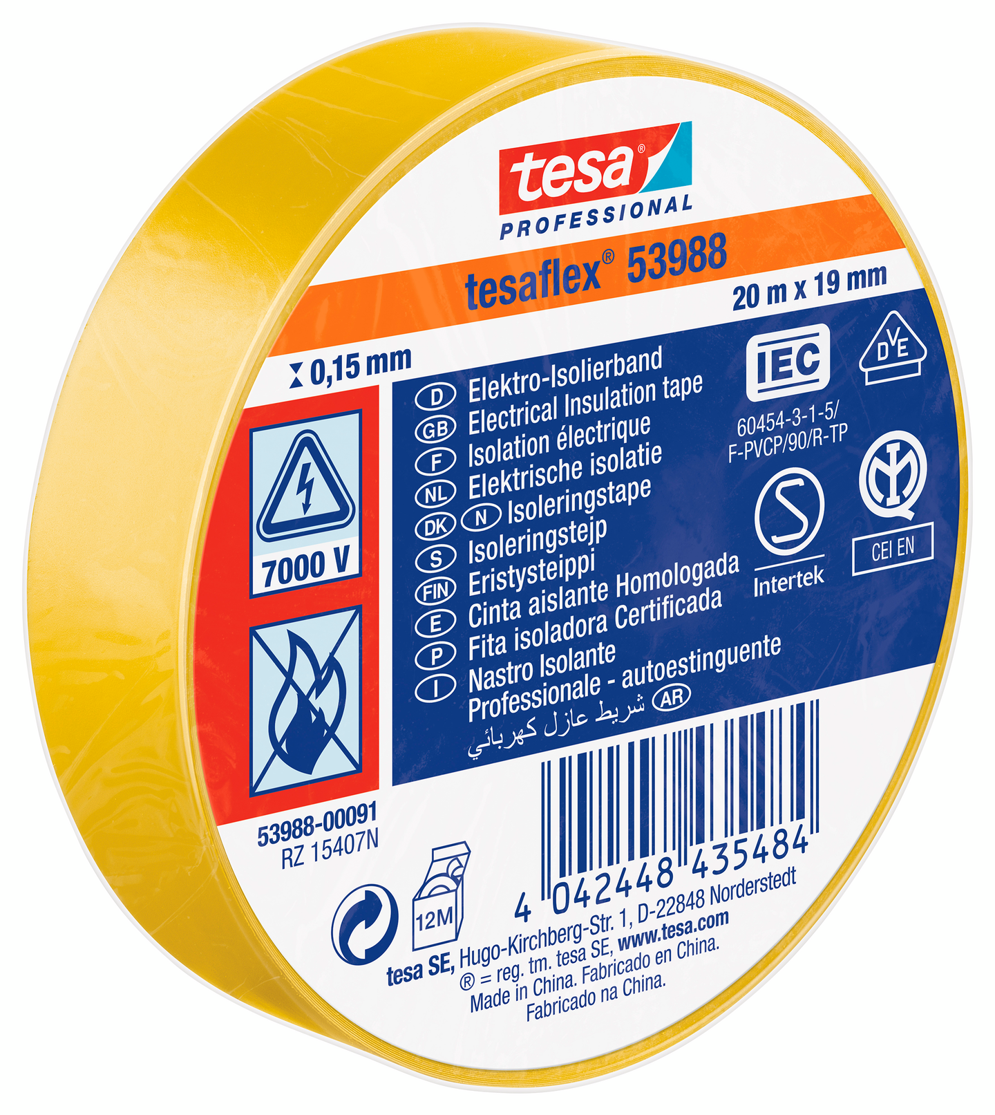 ELTEJP TESAFLEX 53988 TESA SVART S-MÄRKT 15MM 10M