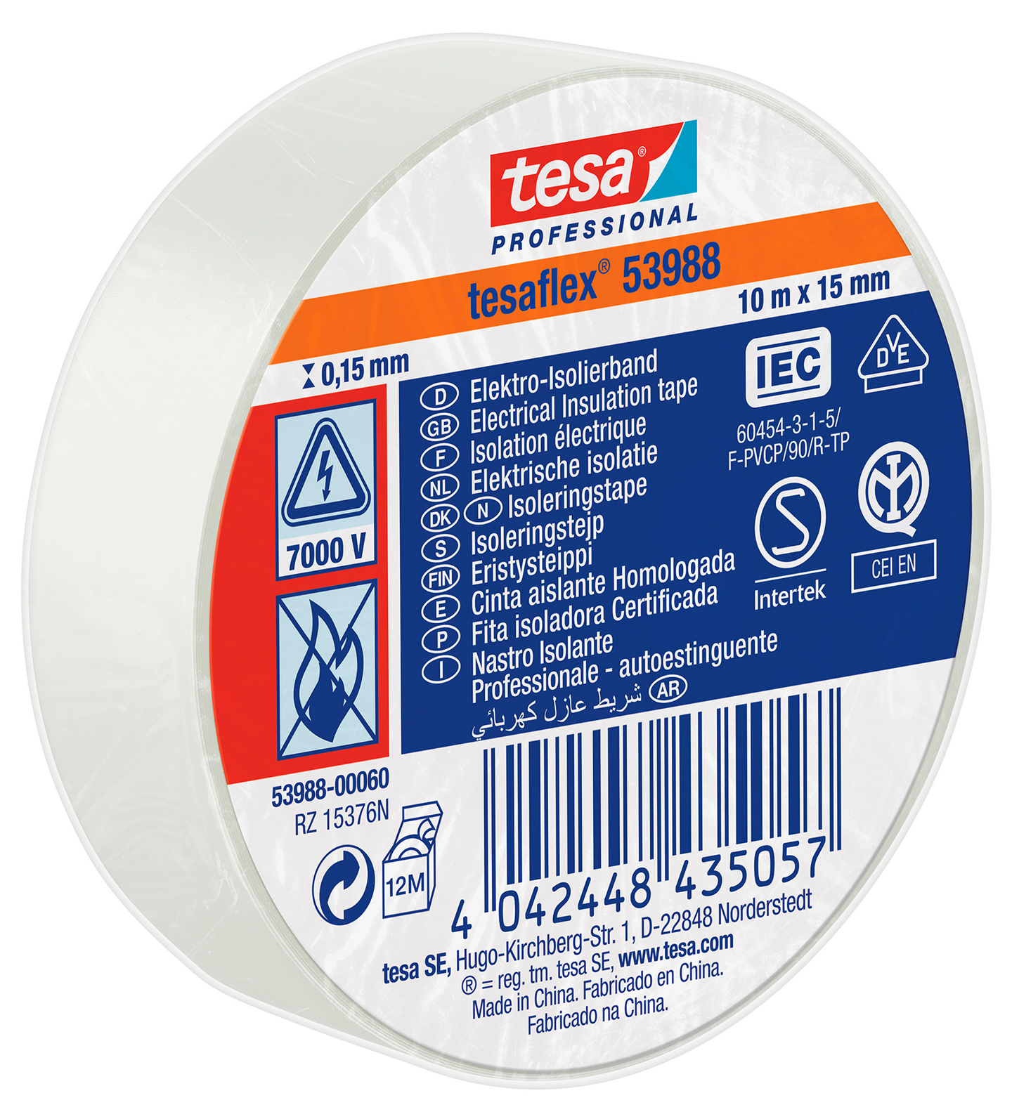 ELTEJP TESAFLEX 53988 TESA SVART S-MÄRKT 15MM 10M