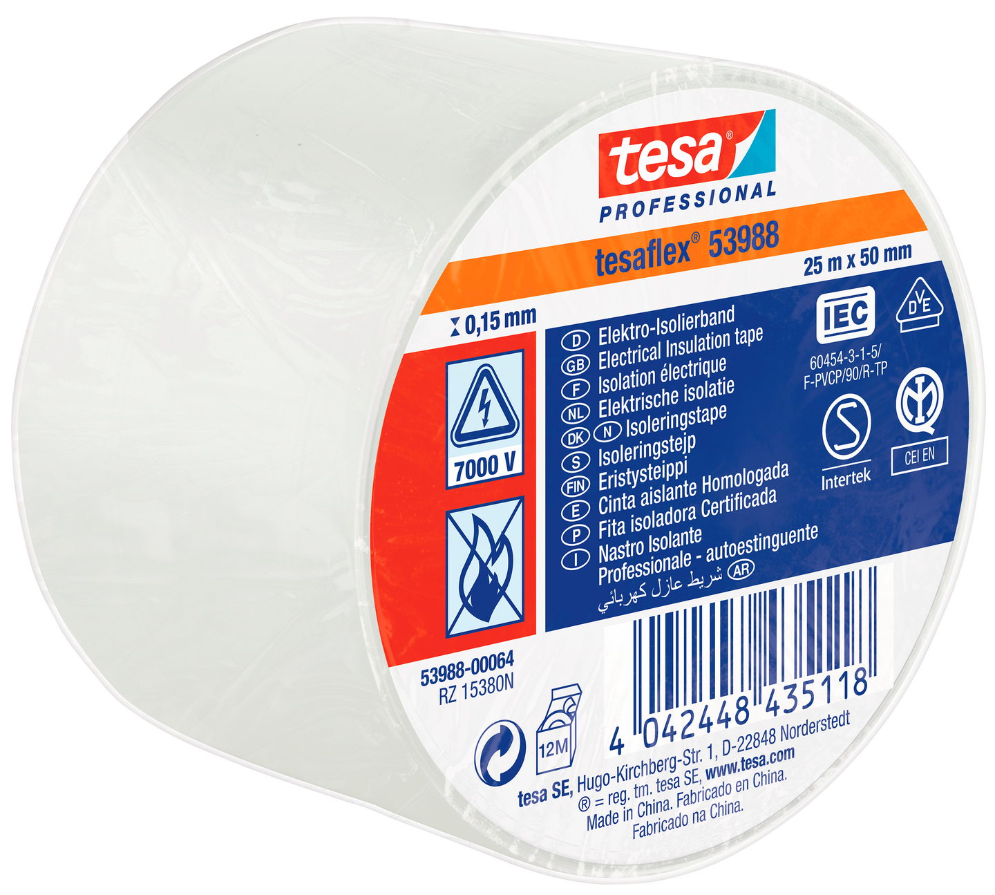 ELTEJP TESAFLEX 53988 TESA SVART S-MÄRKT 15MM 10M