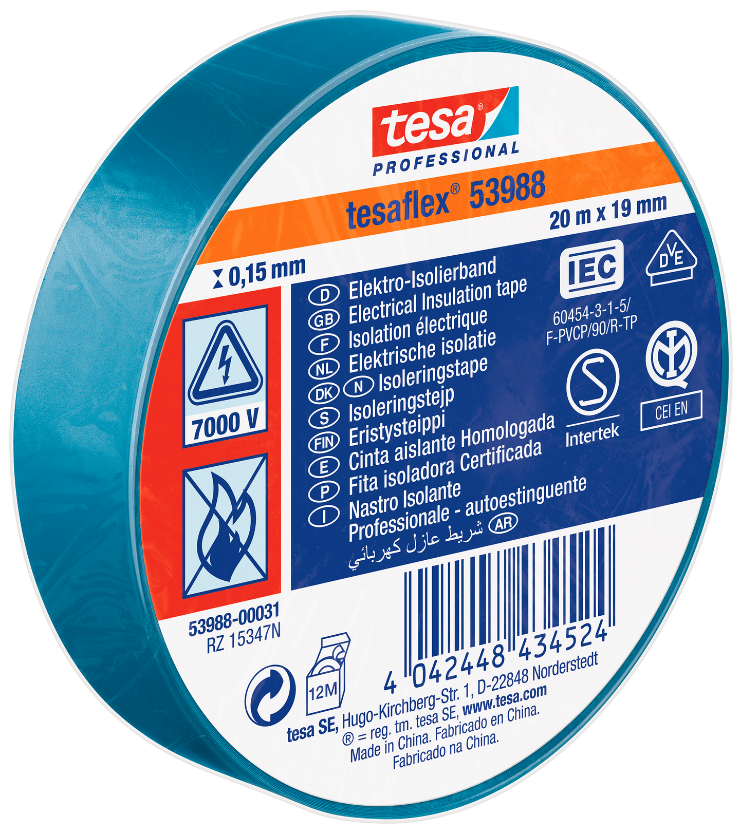 ELTEJP TESAFLEX 53988 TESA SVART S-MÄRKT 15MM 10M