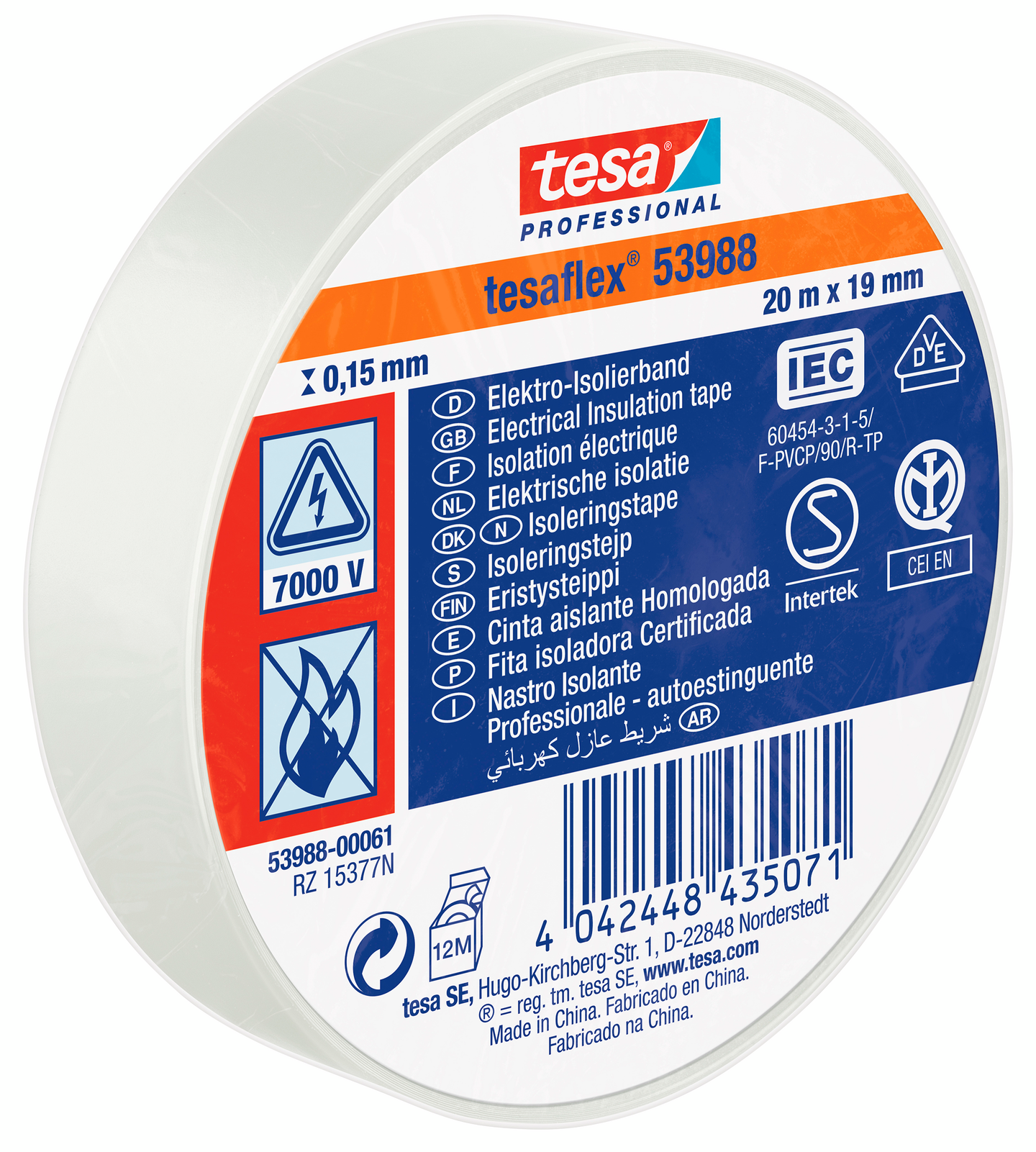 ELTEJP TESAFLEX 53988 TESA SVART S-MÄRKT 15MM 10M