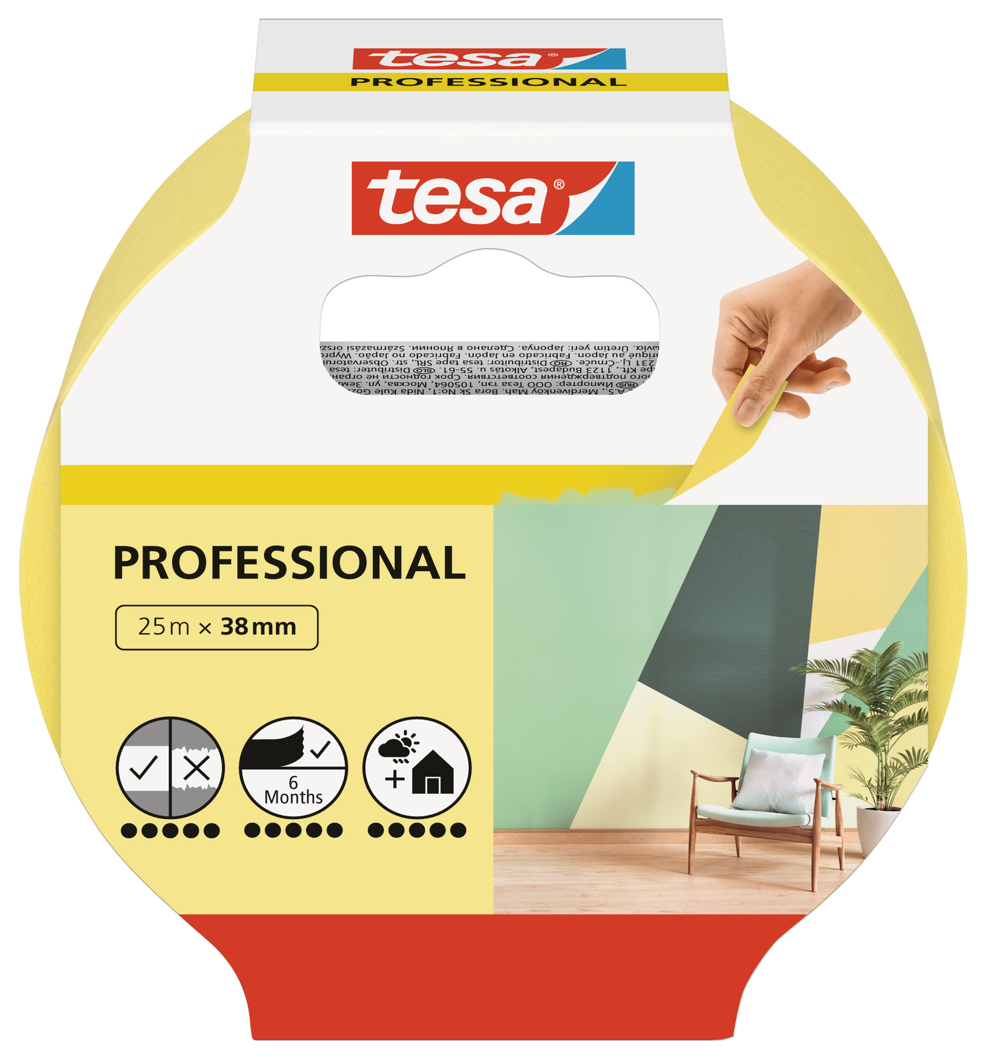 Maalarinteippi Tesa Professional 25mx38mm keltainen