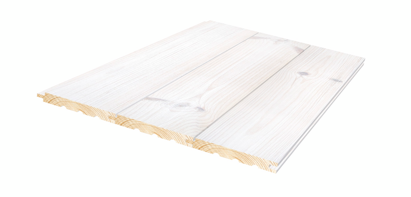 PANEL MOELVEN WOOD SJÖBOD SNÖ 13X120X3900, FURU ÄNDSPONT 8ST