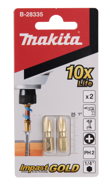 Ruuvauskärki Makita 25mm PH2 2kpl Impact Gold