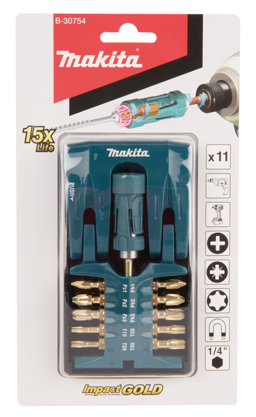 Ruuvauskärkisarja Makita 11-os. PH/PZ/TX 25mm Impact B-30754