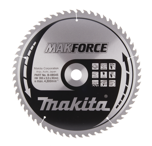 Pyörösahanterä Makita Makforce 355x30x3,0mm Z-60 puu