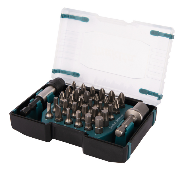 Ruuvikärkisarja Makita 32 osaa Torx/PH/PZ/SL/kuusio 25mm ja hylsyadapteri
