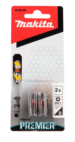 BITS MAKITA PH1 IMPACT PREMIER, TORSION SLAGSKRUVDRAG 25MM 2ST