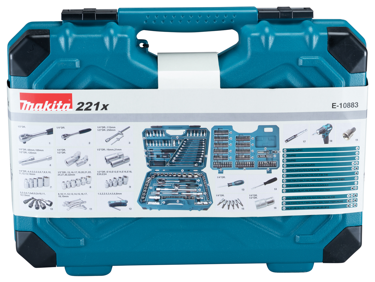 HANDVERKTYGSSET E-10883 MAKITA 221 DELAR