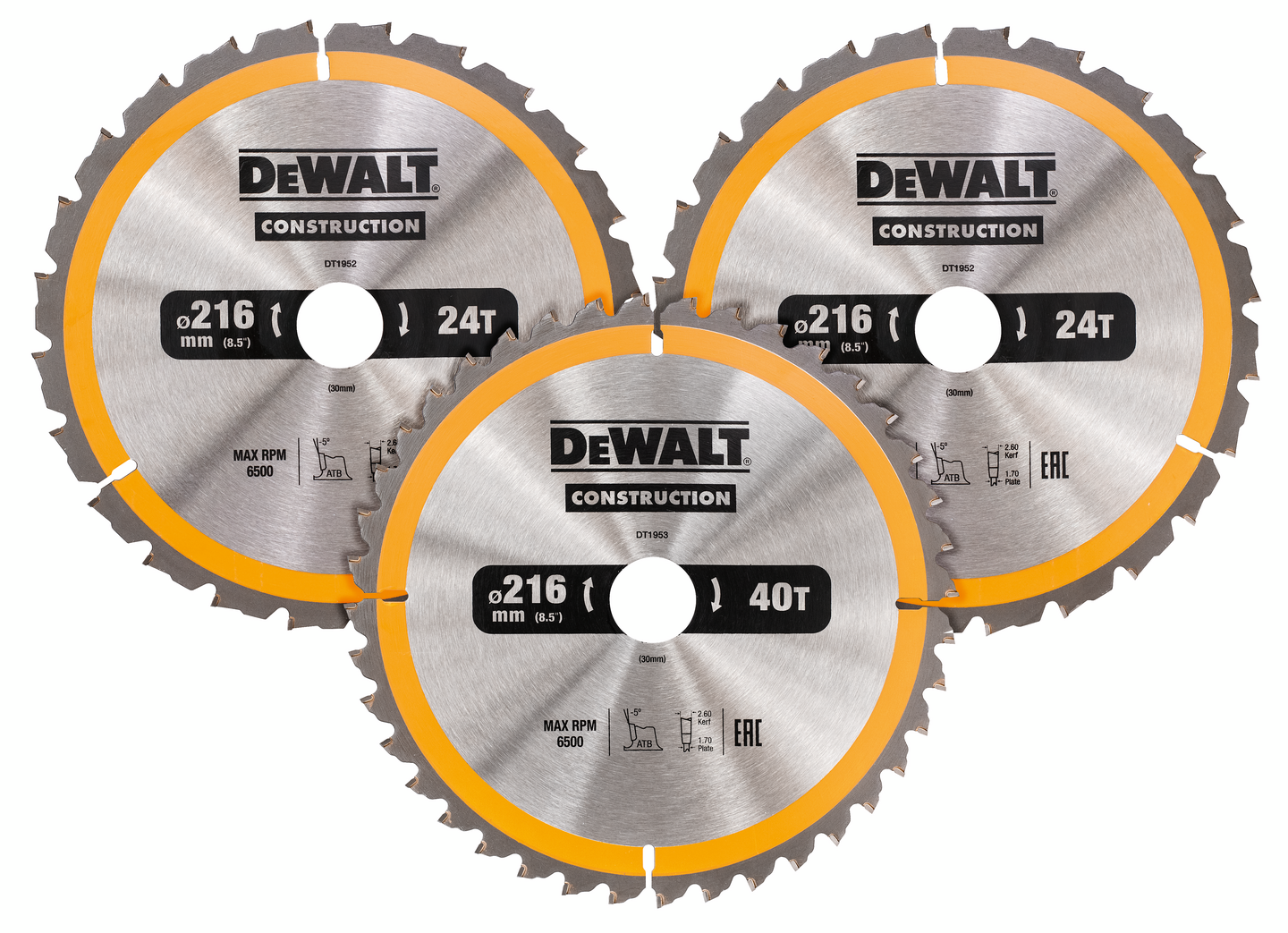CIRKELSÅGKLINGA DEWALT DT1962 216MM, 216MM