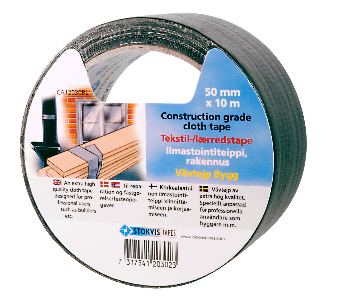 VÄVTEJP BYGG SVART 50MMX10M 50MM X 10M