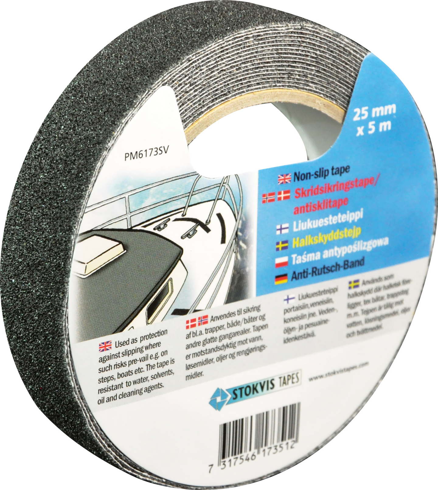 HALKSKYDDSTEJP SVART 25MMX5M