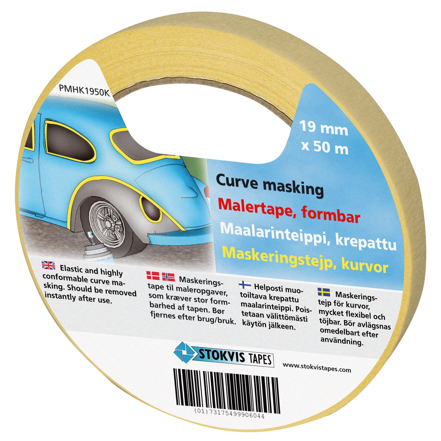 MASKERINGSTEJP KURVOR 19MMX50M