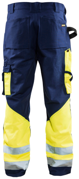 Riipputaskuhousut Blåkläder Hi-Vis 152918608933 tummansininen-keltainen