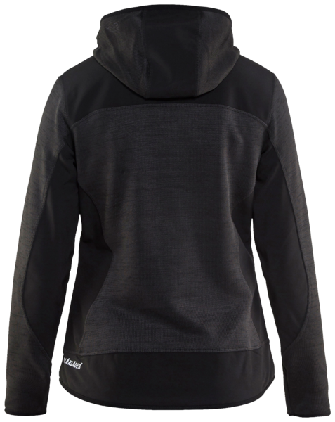 Softshell-takki Blåkläder naisten neulottu 493121179799 tummanharmaa-musta