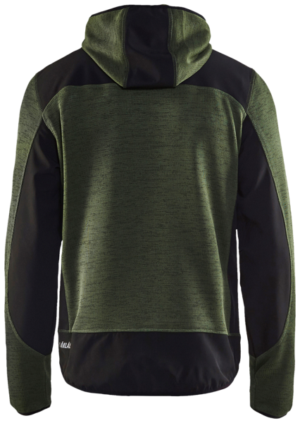 Softshell-takki Blåkläder neulottu 493021174699 Army Green / musta