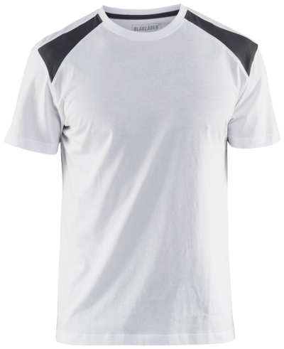 T-SHIRT BLÅKLÄDER 3379 1042 VIT/MÖRKGRÅ, L