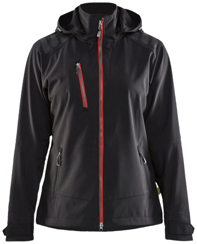 SOFTSHELLJACKA BLÅKLÄDER 4719 DAM XL, SVART/RÖD