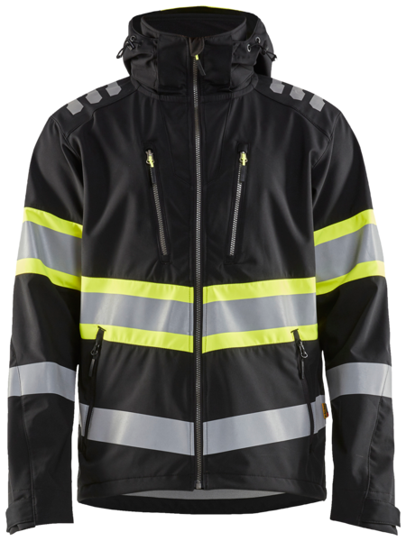 SOFTSHELLJACKA BLÅKLÄDER VARSEL 4494, 2513 SVART/VARSELGUL L