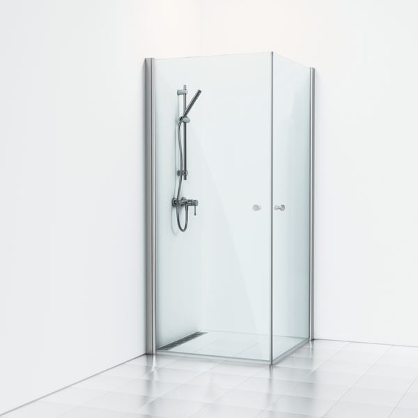 HÖRNDUSCH SVEDBERGS SKOGA RAK ALU BLANK KLARGLAS 90X100X198CM