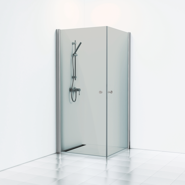 HÖRNDUSCH SVEDBERGS SKOGA RAK ALU MATT RÖKGLAS 70X70X198CM