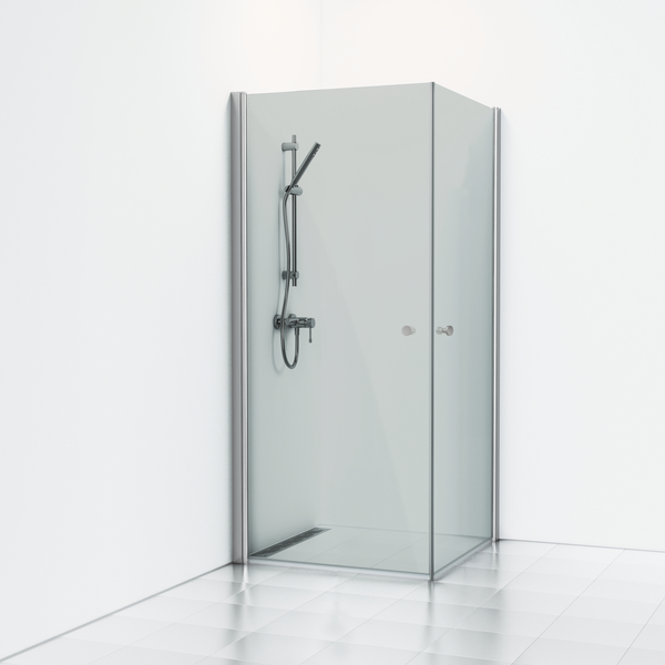 HÖRNDUSCH SVEDBERGS SKOGA RAK ALU BLANK RÖKGLAS 70X70X198CM