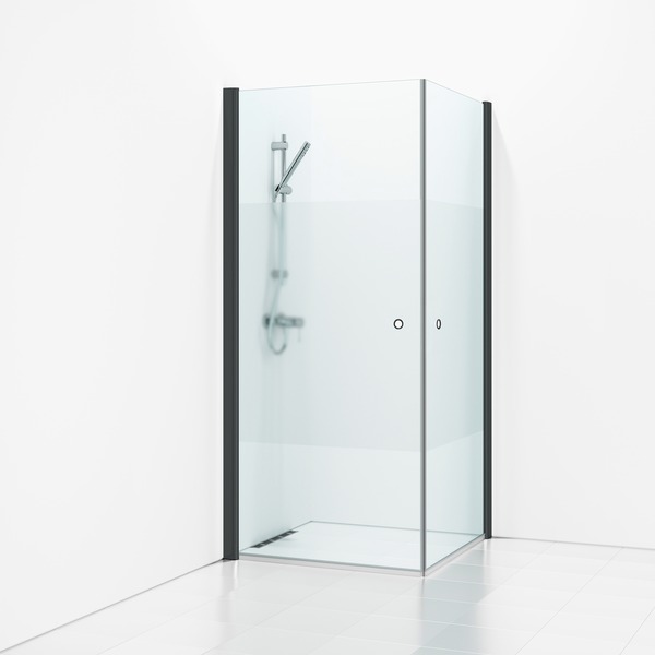 HÖRNDUSCH SVEDBERGS SKOGA RAK SVART MATT HALVFROST INTHT 80X80X198CM