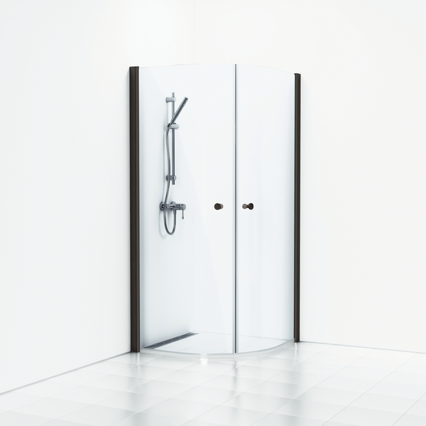 HÖRNDUSCH SVEDBERGS SKOGA HALVRUND SVART MATT KLARGLAS 80X90X198CM