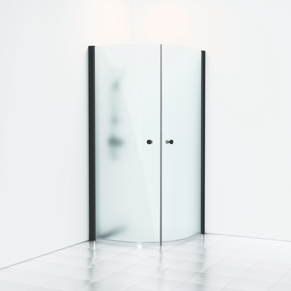 HÖRNDUSCH SVEDBERGS SKOGA HALVRUND SVART MATT FROSTGLAS 80X80X198CM