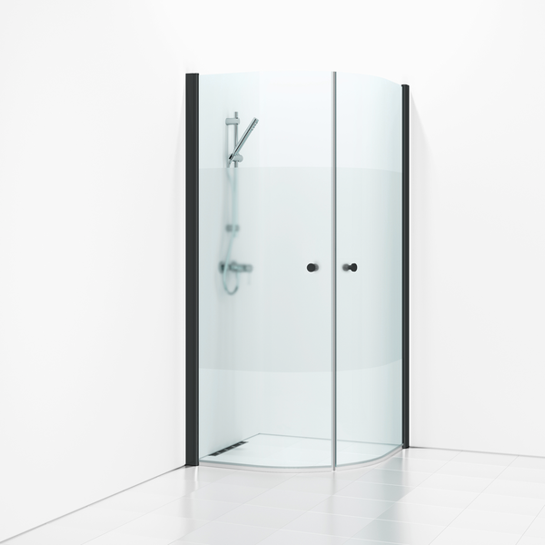 HÖRNDUSCH SVEDBERGS SKOGA HALVRUND SVART MATT HALVFROST 80X80X198CM