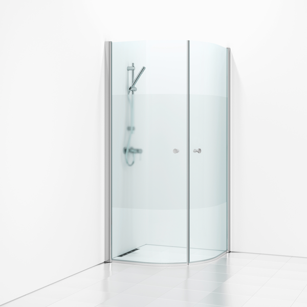 HÖRNDUSCH SVEDBERGS SKOGA HALVRUND ALU MATT HALVFROST 80X80X198CM