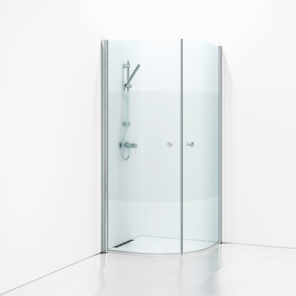 HÖRNDUSCH SVEDBERGS SKOGA HALVRUND ALU BLANK HALVFROST 80X80X198CM