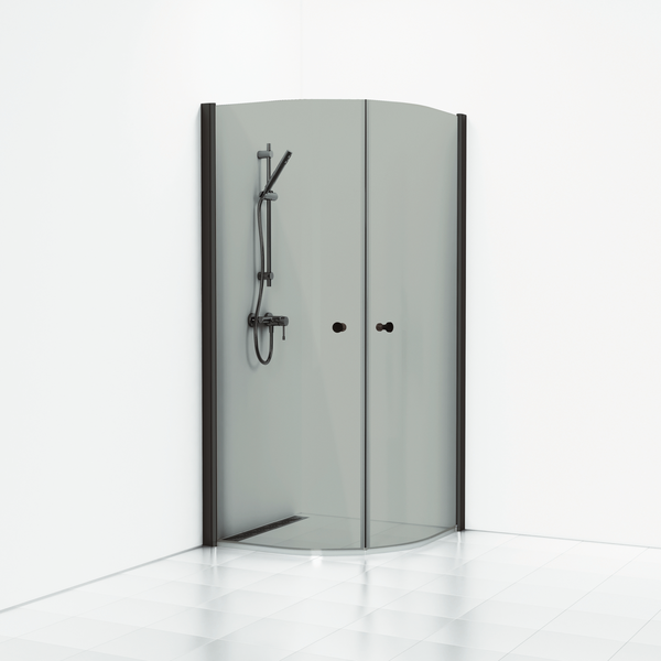 HÖRNDUSCH SVEDBERGS SKOGA HALVRUND SVART MATT RÖKGLAS 80X80X198CM