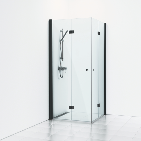 HÖRNDUSCH SVEDBERGS SKOGA VIK SVART MATT KLAR INTHT 80X100X198CM