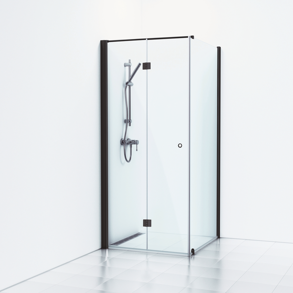 HÖRNDUSCH SVEDBERGS SKOGA VIK/FAST SVART MATT KLAR INTHT 80X90X198CM