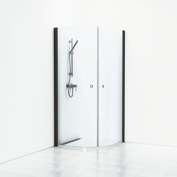 HÖRNDUSCH SVEDBERGS SKOGA HALVRUND SVART, MATT KLAR INTHT 80X90X198CM