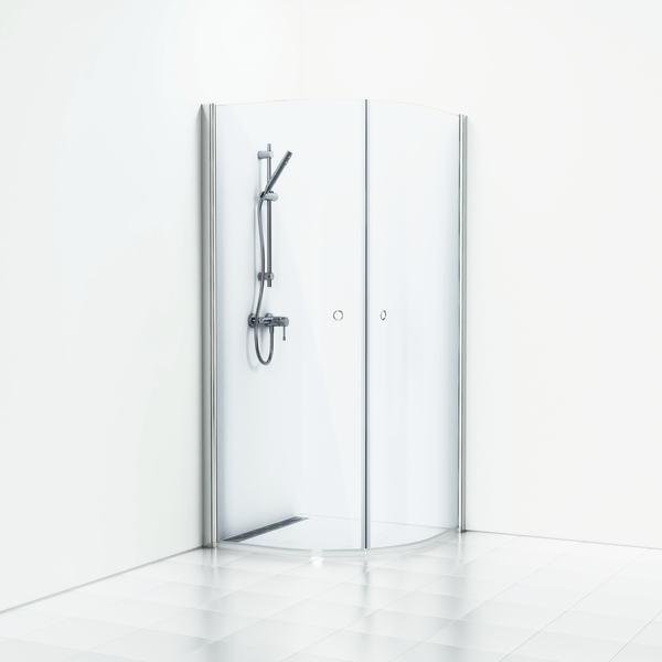 HÖRNDUSCH SVEDBERGS SKOGA HALVRUND ALU BLANK KLAR INTHT 90X90X198CM